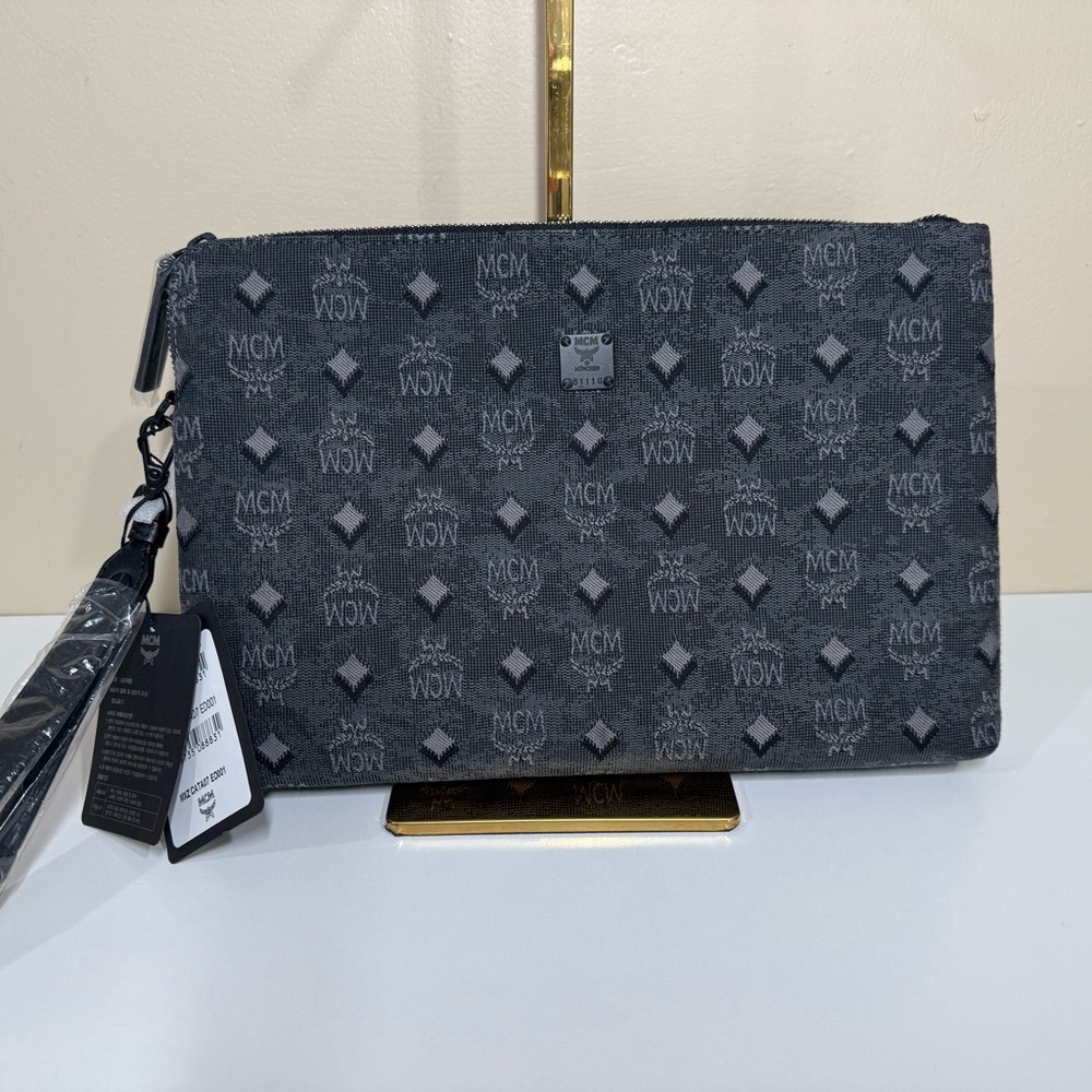 MCM Gray Monogram Pouch